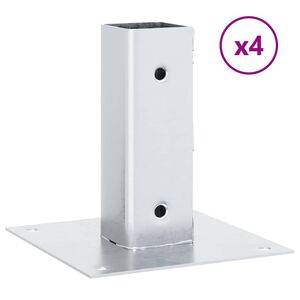vidaXL Baze st&acirc;lp pătrate 4 buc Argintiu 46x46 mm Oțel galvanizat