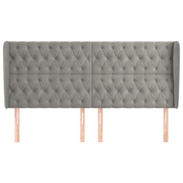 vidaXL Tăblie de pat cu aripioare gri deschis 203x23x118/128cm catifea