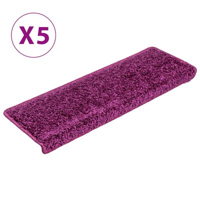 vidaXL Covorașe de scară, 5 buc.,violet, 65x21x4 cm