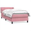 vidaXL Pat box spring cu saltea, roz, 90x220 cm, catifea