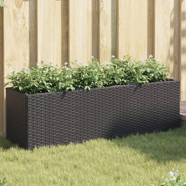 vidaXL Jardinieră grădină cu 3 ghivece, negru, 105x30x32 cm poliratan