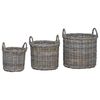 vidaXL Coș de plantat cu depozitare 3 buc. Gri natural Ratan Kubu