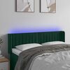 vidaXL Tăblie de pat cu LED, verde &icirc;nchis, 147x16x78/88 cm, catifea