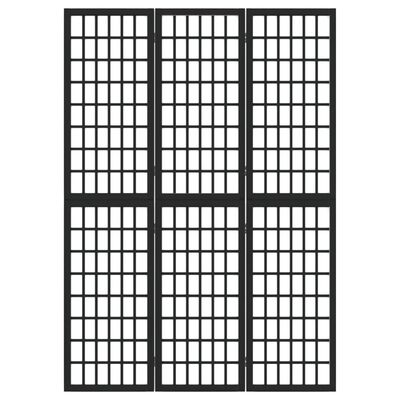 vidaXL Paravan pliabil cu 3 panouri, stil japonez, negru, 120x170 cm
