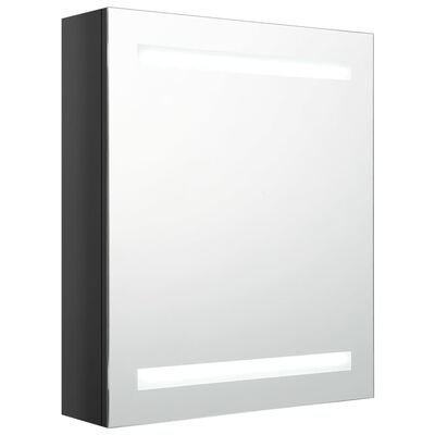 vidaXL Dulap de baie cu oglindă și LED, negru strălucitor, 50x14x60 cm