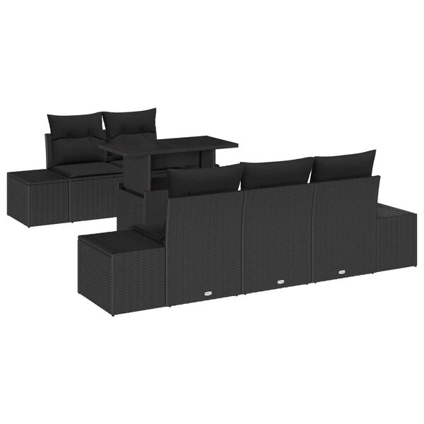 vidaXL Set de canapele pentru grădină cu pernă cu pernă 6 pcs Negru