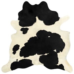 vidaXL Covor, alb și negru, 180x220 cm, piele naturală de vacă