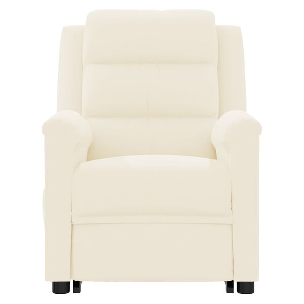 vidaXL Fotoliu de masaj cu ridicare, crem, piele ecologică