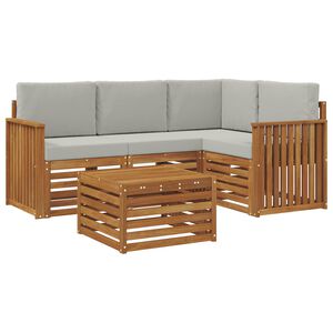vidaXL Set de canapele de exterior 5 pcs Gri natural și deschis
