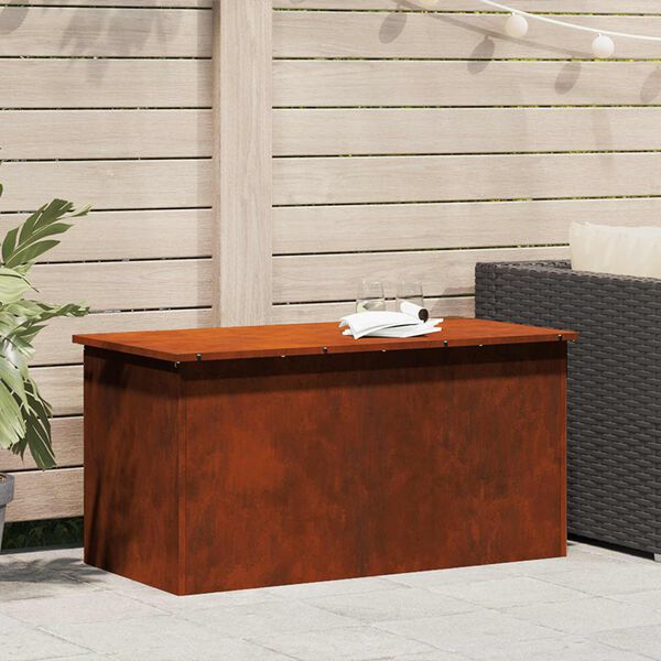 vidaXL Cutie de depozitare exterioară Ruginit 100 x 50,5 x 50 cm Oțel