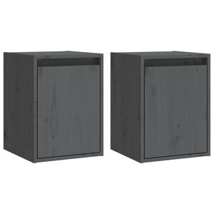 vidaXL Dulapuri de perete 2 buc. gri, 30x30x40 cm, lemn masiv de pin