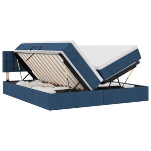 vidaXL Pat cu LED și saltea albastru 180 x 200 cm Țesătură