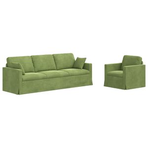 vidaXL Set de canapea 2 pcs Verde deschis 228 x 78 x 80 cm Catifea