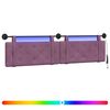 vidaXL Tăblie de pat suspendată Cu lumină LED Violet Catifea