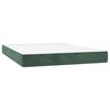 vidaXL Pat box spring cu saltea, verde &icirc;nchis, 140x190 cm, catifea