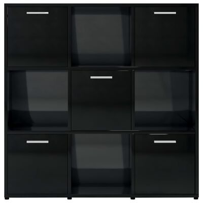 vidaXL Bibliotecă, negru extralucios, 90 x 30 x 90 cm, PAL