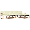 vidaXL Set de canapele de exterior cu pernă 5 pcs Natural și Crem