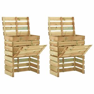 vidaXL Compactor de grădină cu lamele 2 pcs Verde 110 x 58 x 113 cm