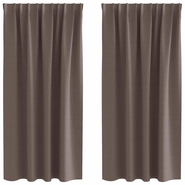 vidaXL Perdele Opaque cu Inel 2 pcs Maro &icirc;nchis 175 x 140 cm Poliester