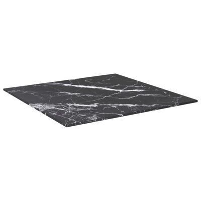 vidaXL Blat masă negru 50x50 cm 6 mm sticlă securizată design marmură