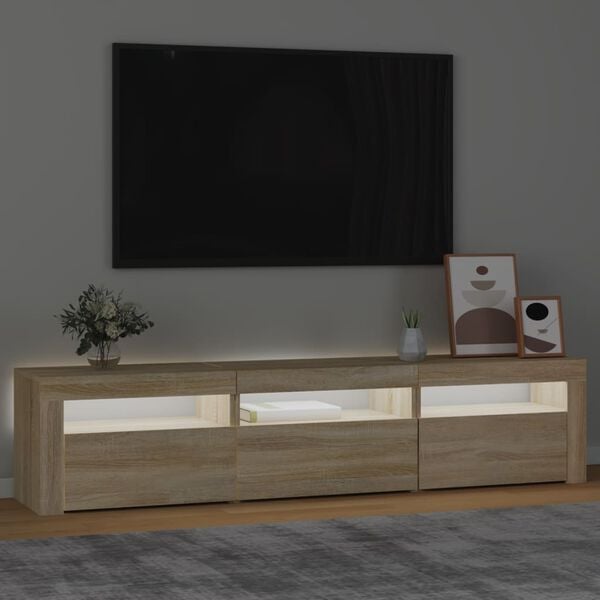 vidaXL Comodă TV cu lumini LED, stejar sonoma, 180x35x40 cm