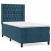 vidaXL Pat box spring cu saltea, albastru &icirc;nchis, 90x190 cm, catifea