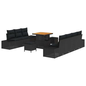 vidaXL Set de canapele pentru grădină 10 buc. 9-Locuri Negru