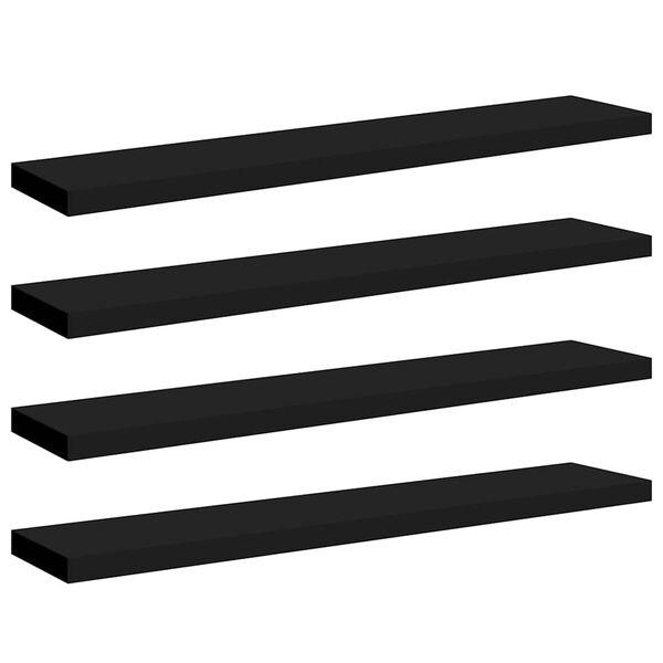 vidaXL Rafturi de perete suspendate 4 buc. negru 120x23,5x3,8 cm MDF
