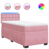 vidaXL Pat box spring cu saltea, roz, 90x190 cm, catifea