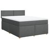 vidaXL Pat box spring cu saltea, gri &icirc;nchis, 140x200 cm, textil