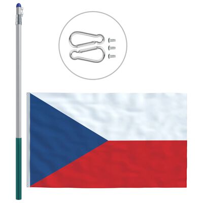 vidaXL Steag Cehia și stâlp din aluminiu, 6 m