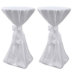 vidaXL Husă de masă albă, 60 cm, cu fundă, 2 buc