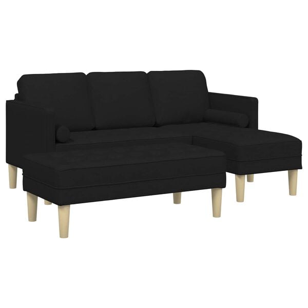 vidaXL Set de canapea 2 pcs Negru 173 x 131 x 67 cm țesătură
