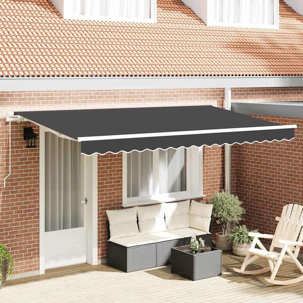 vidaXL Cortina Retractabilă Manual Antracit 350 x 200 cm țesătură