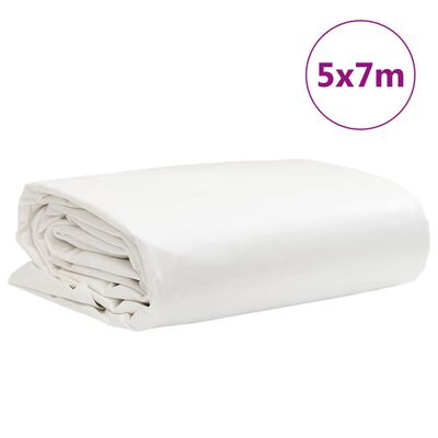 vidaXL Prelată, alb, 5x7 m, 650 g/m²