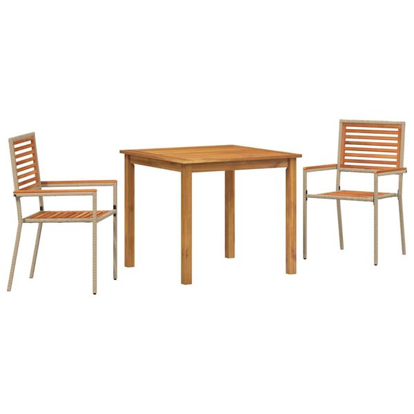 vidaXL Set de masă pentru grădină 3 pcs Bej Lemn Solid de Acacia