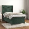vidaXL Pat box spring cu saltea, verde &icirc;nchis, 90x200 cm, catifea