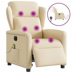 vidaXL Fotoliu electric de masaj rabatabil, crem, textil