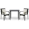 vidaXL Set mobilier de grădină cu perne, 3 piese, negru, poliratan