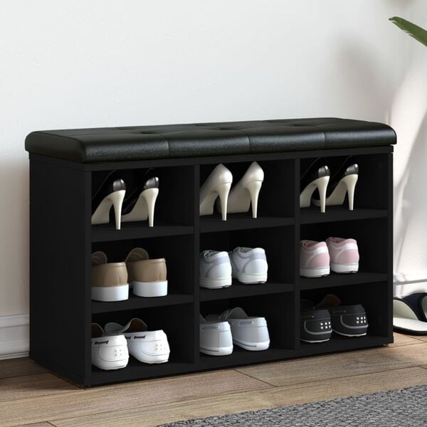 vidaXL Bancă de pantofi, negru, 82x32x50 cm, lemn prelucrat