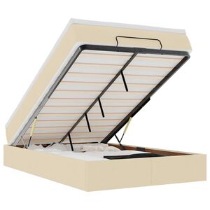 vidaXL Cadru de pat otoman cu saltea crem 120x200cm stofa