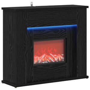 vidaXL Șemineu cu bandă LED Stejar Negru 63 x 20 x 54,5 cm