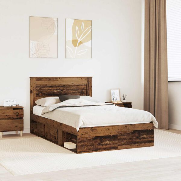 vidaXL Cadru de pat Lemn vechi 120 x 200 cm Lemn de pin masiv