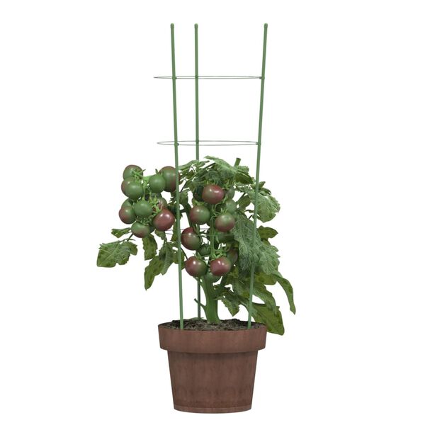 vidaXL Suport plante de grădină cu 3 inele, 5 buc, verde, 60 cm, oțel