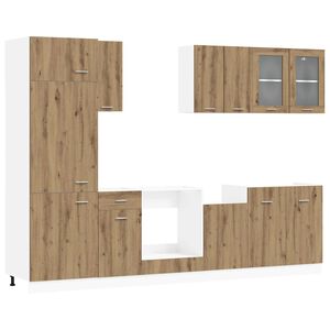 vidaXL Unitate de bucătărie Lyon 8 buc. Stejar Artizanal