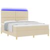 vidaXL Pat cu arcuri cu saltea cu headboard Crem 180 x 200 cm țesătură