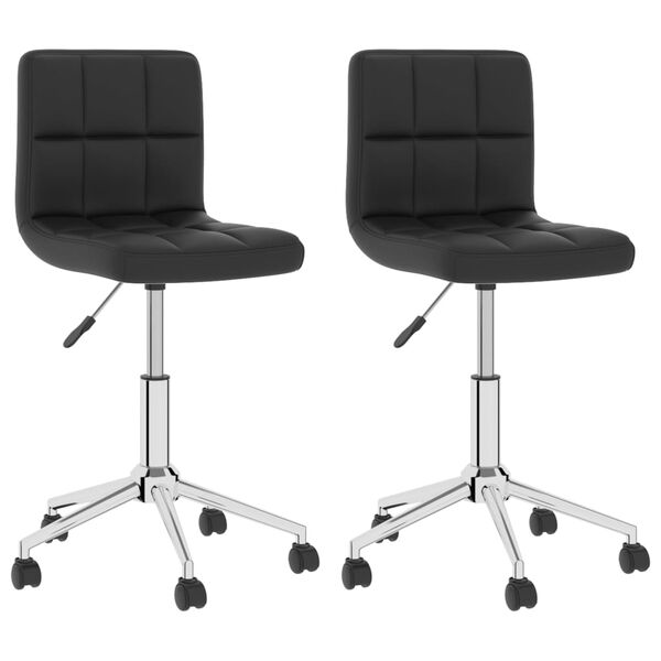 vidaXL Scaune de bucătărie pivotante, 2 buc. negru, piele ecologică
