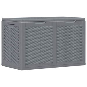 vidaXL Cutie de depozitare pentru grădină, gri, 180 L, PP ratan