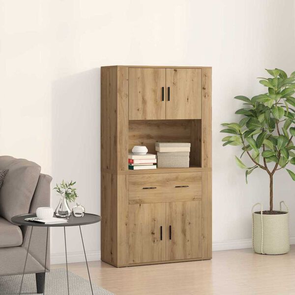 vidaXL Highboard stejar artizanal 80 x 33 x 150 cm Lemn compozit