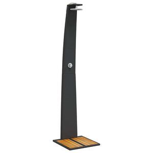 vidaXL Duș de exterior, negru, 55x60x224 cm, poliratan și lemn acacia